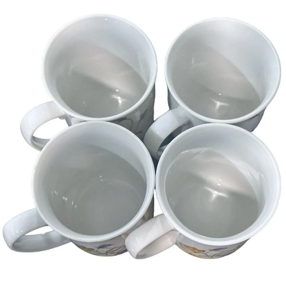 Rare 1975 Set Of 4 Enesco Nature Garden Society Butterfly Garden Mug Tea Cups - Picture 5 of 5